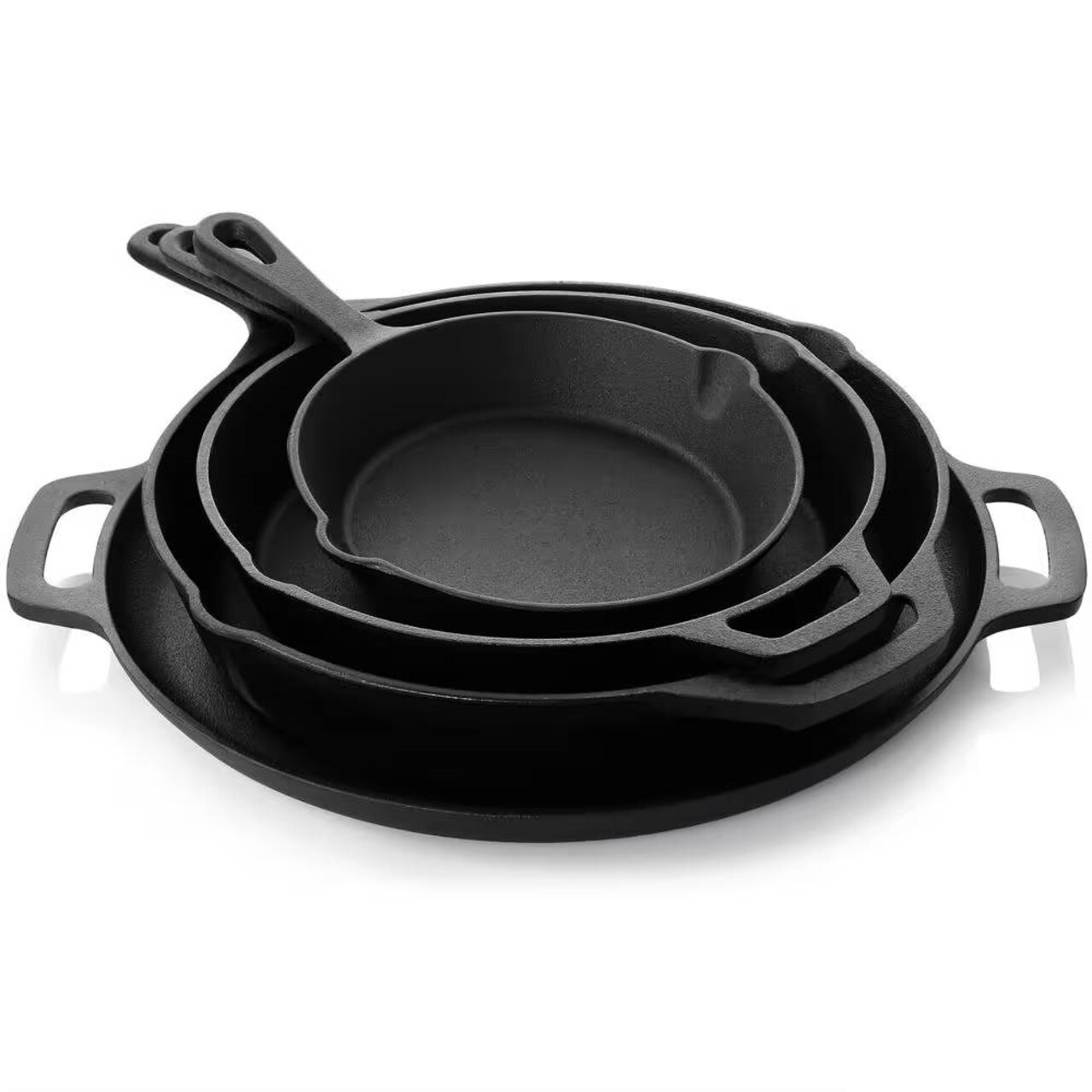 12-Piece Cast Iron Cookware Set with Skillets Dutch Oven Pizza Pan and Silicone Grips